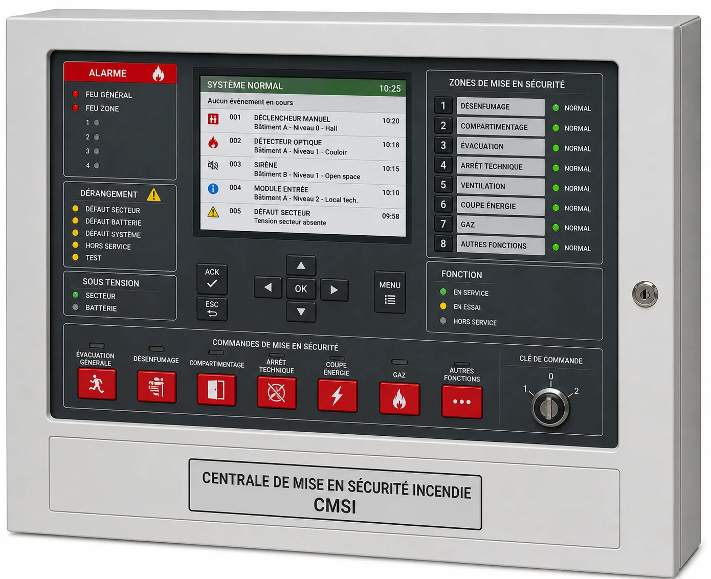 Centrale de mise en sécurité incendie (CMSI)